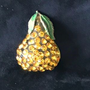 Vintage pear rhinestone brooch